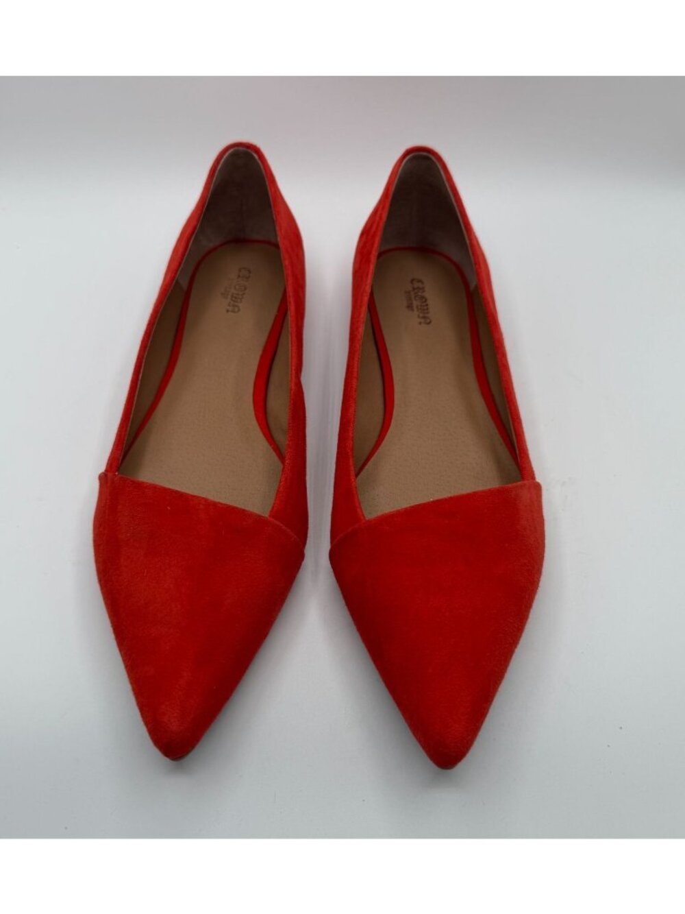 Crown Vintage Noelle Ballet Flats Women Size 10M Orange Suede Pointe Toe Shoes - Picture 2 of 15